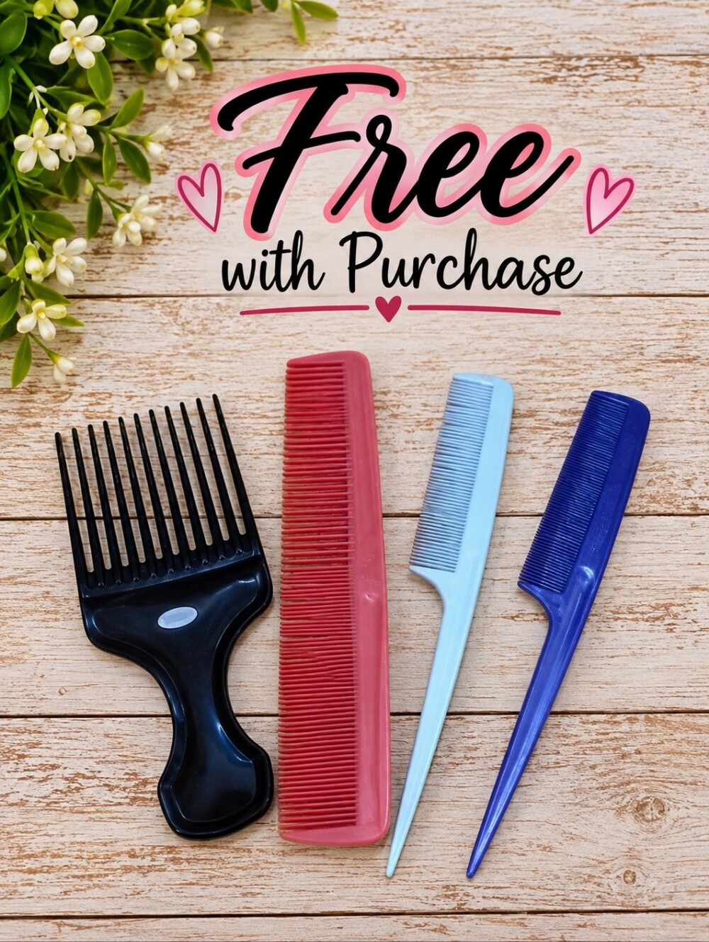 Free with purchase hair combs , pick, accessories bundle lot